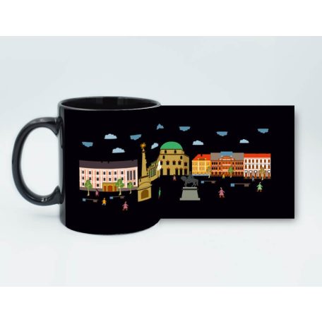 Pécs Széchenyi teres fekete bögre