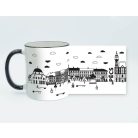 Pécs Széchenyi teres fekete fehér bögre