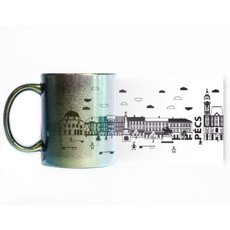 Pécs Széchenyi teres zöld VARÁZS bögre