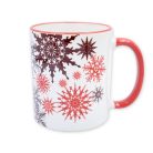 Piros karácsonyi hópehely bögre