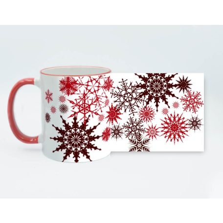 Piros karácsonyi hópehely bögre