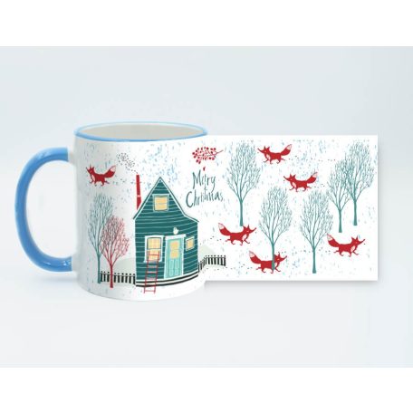 Rókás karácsonyi bögre