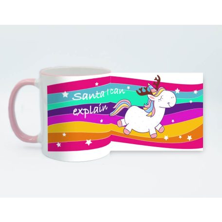 Santa, egyszarvú karácsonyi bögre