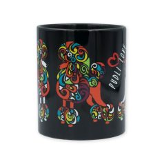 Színes uszkár bögre fekete