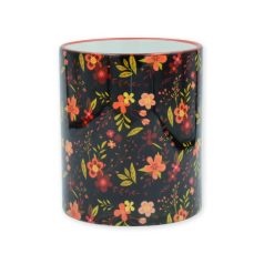 Tavaszi virág bögre fekete