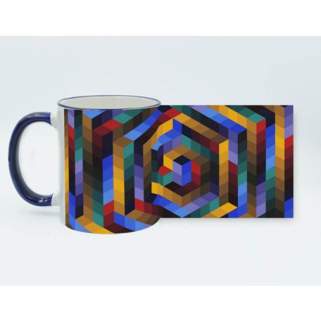 Op-art Bach kockás bögre