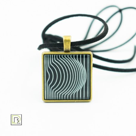 Op-art fekete alapú kör nyaklánc