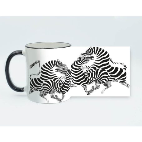 Op-art futó zebrás bögre