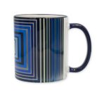 Op-art kék négyzetek bögre