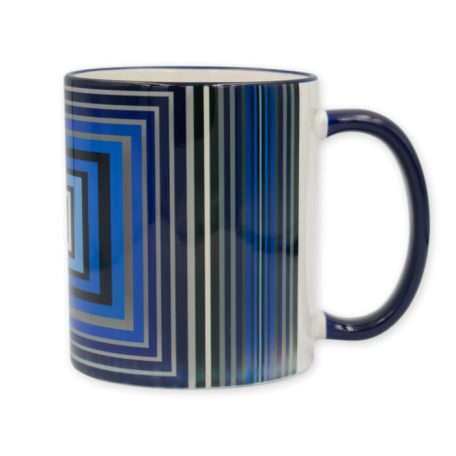 Op-art kék négyzetek bögre