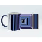 Op-art kék négyzetek bögre