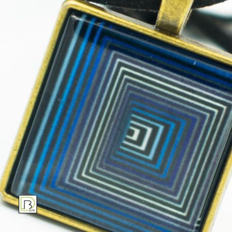 Op-art kék négyzetek nyaklánc