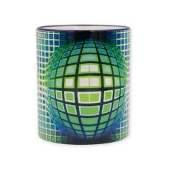 Op-art kék zöld kör kocka bögre