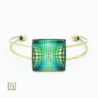 Op-art kék zöld kör kocka karkötő