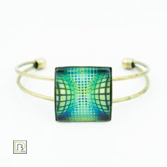 Op-art kék zöld kör kocka karkötő