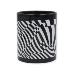 Op-art két zebrás fekete bögre