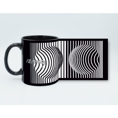 Op-art kör fekete bögre