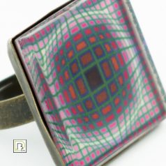 Op-art lila négyszöges gyűrű
