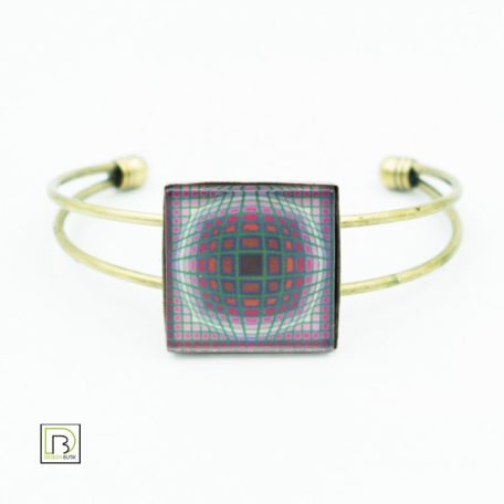 Op-art lila négyszöges karkötő