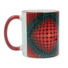 Op-art piros körös bögre