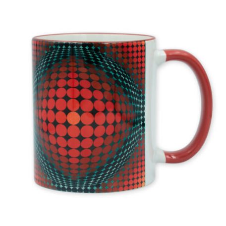 Op-art piros körös bögre