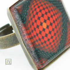 Op-art piros körös gyűrű