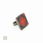 Op-art piros körös gyűrű