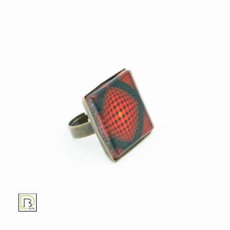 Op-art piros körös gyűrű