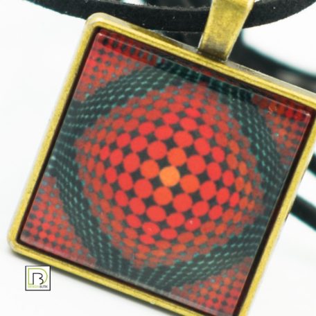 Op-art piros körös nyaklánc