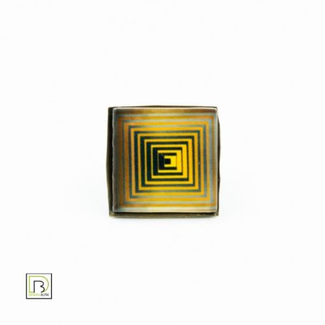 Op-art sárga négyzetek gyűrű