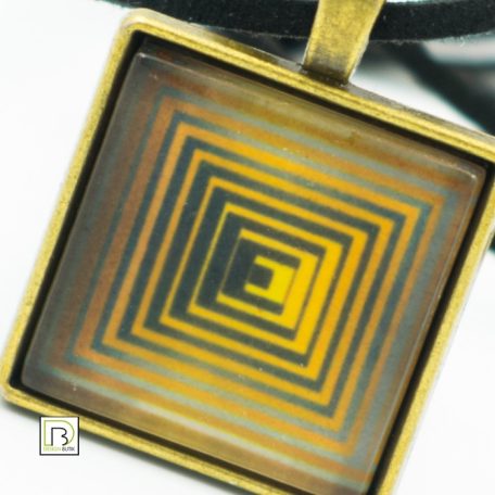 Op-art sárga négyzetek nyaklánc