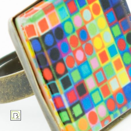 Op-art színes kockák gyűrű