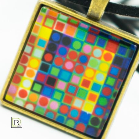 Op-art színes kockák nyaklánc