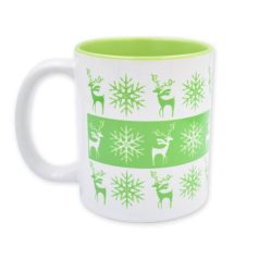 Zöld karácsonyi szarvas-hópihe bögre