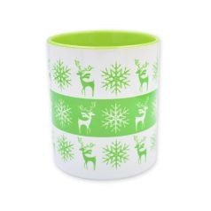 Zöld karácsonyi szarvas-hópihe bögre