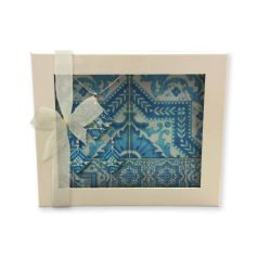 Pécsi csempe kék ornamentikás csempe ajándékszett