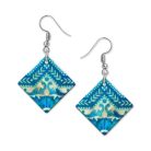 Pécsi csempe kék ornamentikás csempe fülbevaló