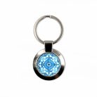 Pécsi csempe kék ornamentikás csempe kulcstartó