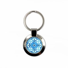 Pécsi csempe kék ornamentikás csempe kulcstartó
