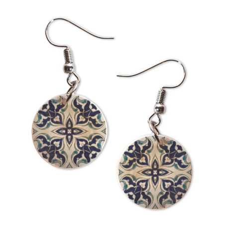 Pécsi csempe "kerti pihenő" csempe minta fülbevaló