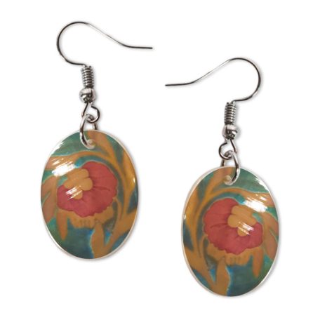 Pécsi csempe pipacs minta fülbevaló