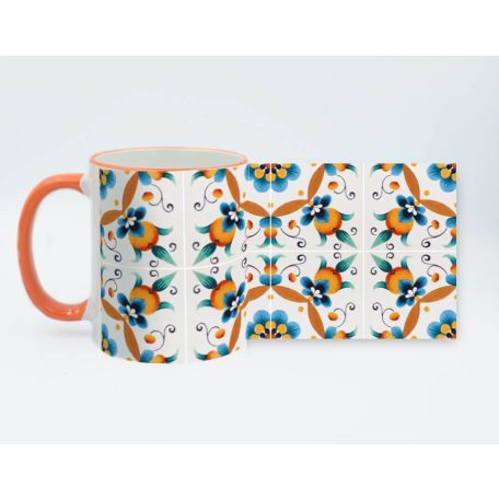 Pécsi csempe sárga csempe minta bögre