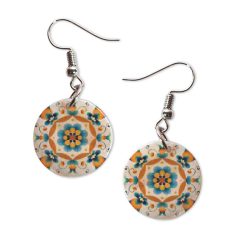 Pécsi csempe sárga csempe minta fülbevaló