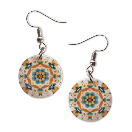 Pécsi csempe sárga csempe minta fülbevaló