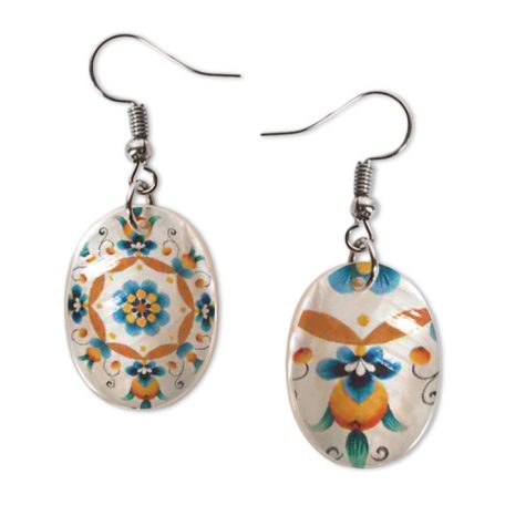 Pécsi csempe sárga csempe minta fülbevaló