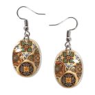 Pécsi csempe sárga barna csempe minta fülbevaló