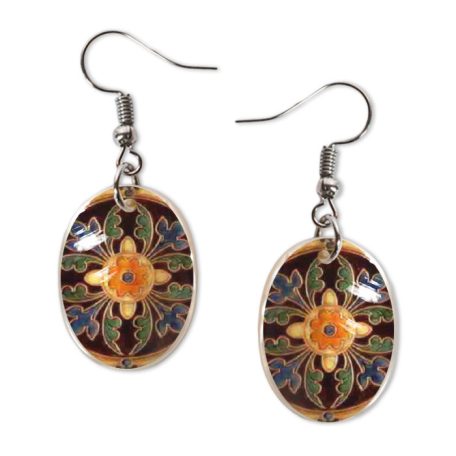 Pécsi csempe színes csempe minta fülbevaló