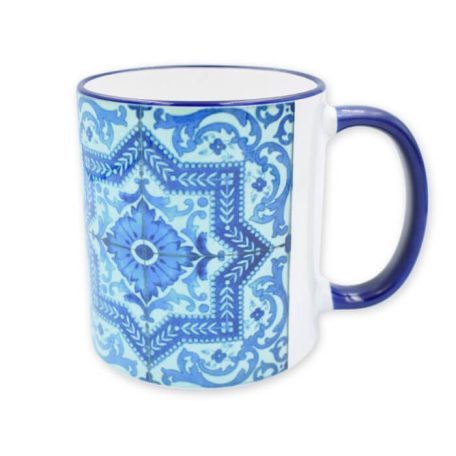 Pécsi csempe kék ornamentikás csempe bögre