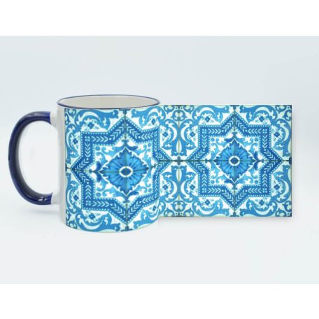 Pécsi csempe kék ornamentikás csempe bögre