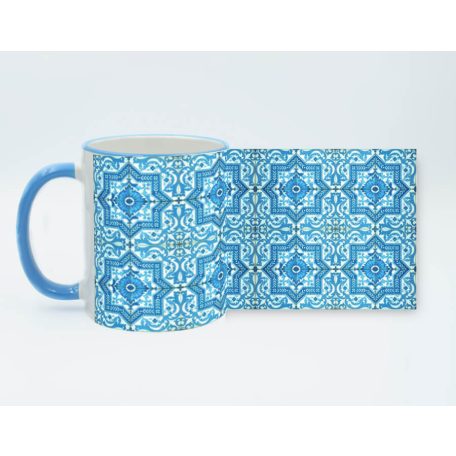 Pécsi csempe kék ornamentikás csempe bögre